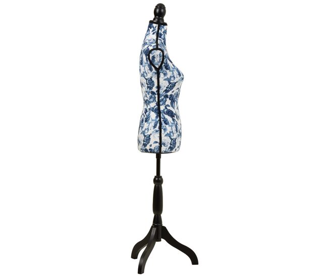 Maniquí de madera y espuma forrado de tela azul 24x37,5x168