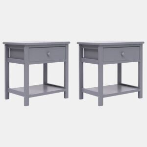 vidaXL Mesas de cabeceira 40x29x42 cm 2 pcs madeira paulownia cinzento