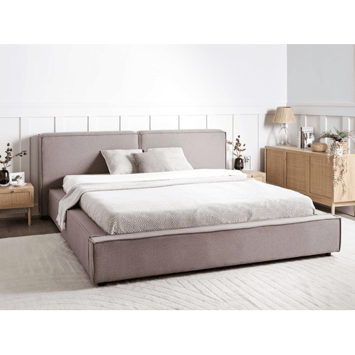 Cama Tecido LINARDS 180 x 200 cm Castanho claro