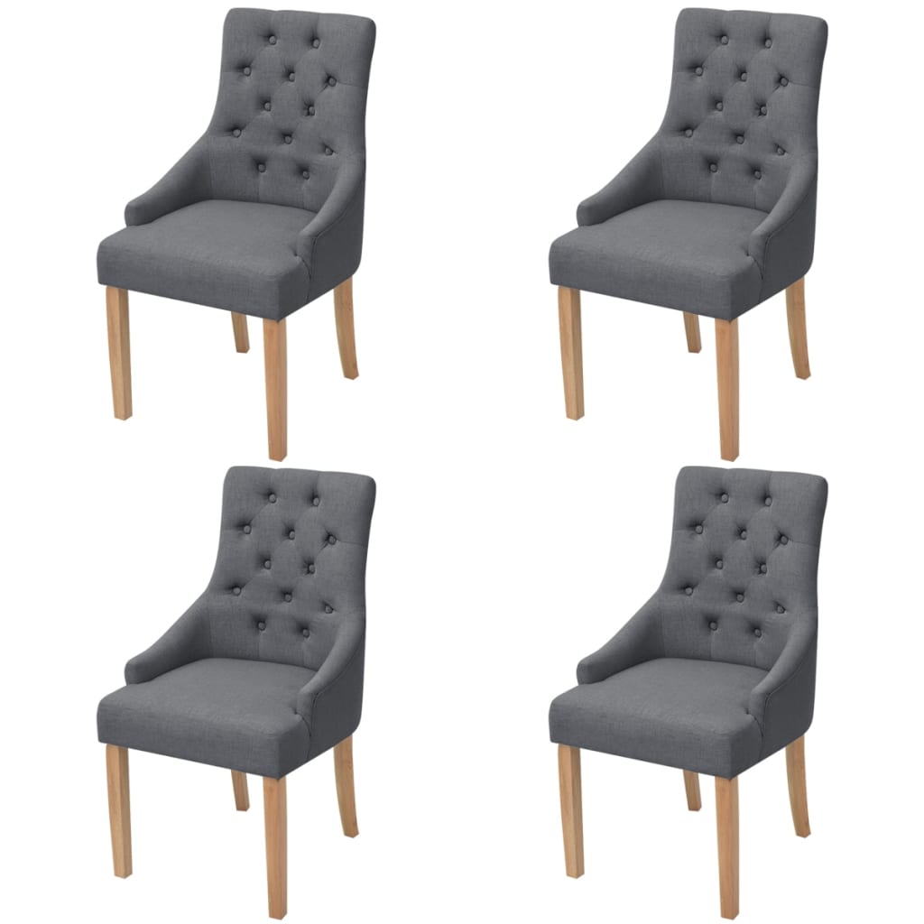 Vidaxl sillas de comedor giratorias 4 unidades tela gris oscuro