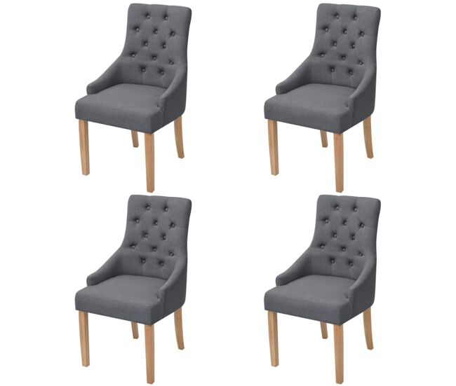 Vidaxl sillas de comedor giratorias 4 unidades tela gris oscuro