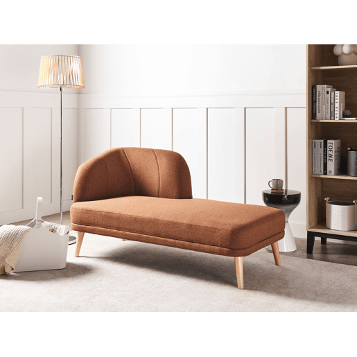 Chaise longue à esquerda TANLAY Tecido Castanho dourado