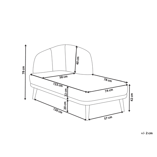 Chaise longue à esquerda TANLAY Tecido Castanho dourado