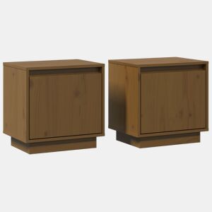 vidaXL Mesas de cabeceira 2 pcs 40x30x40 cm pinho maciço castanho mel