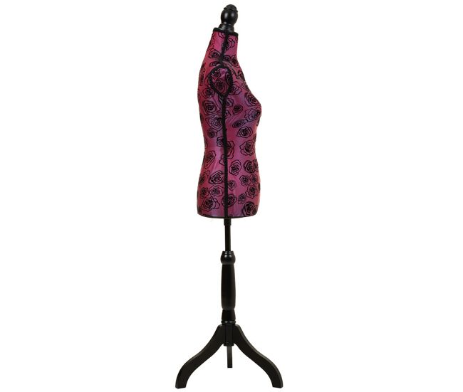 Maniquí de madera y espuma forrado de tela roja 24x37,5x168