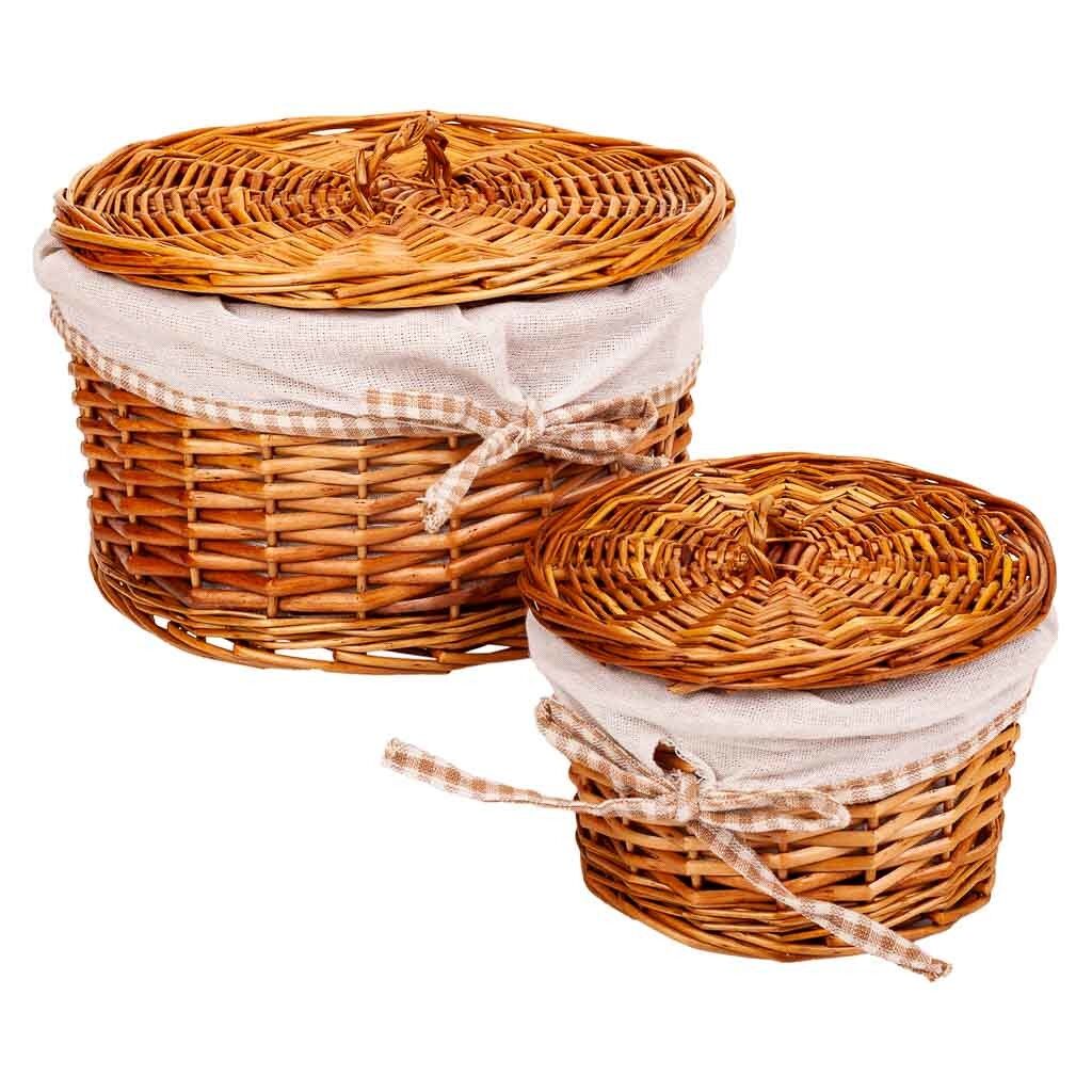 Set 2 cajas de mimbre marrones