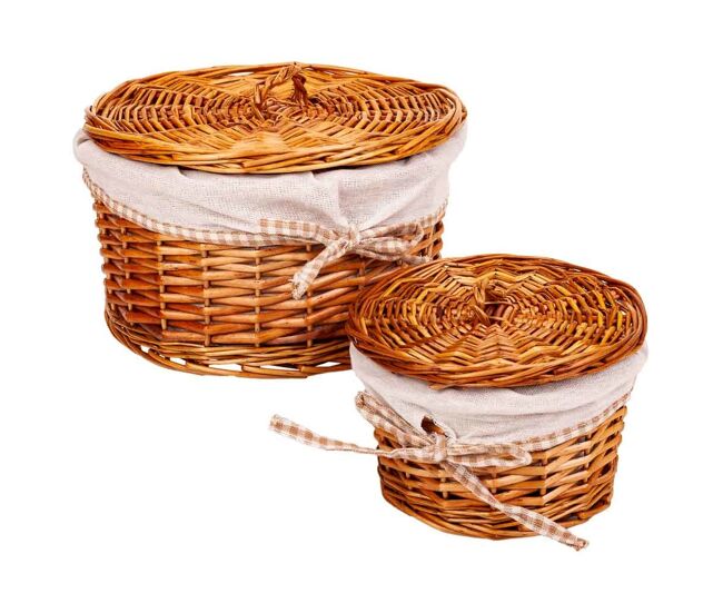 Set 2 cajas de mimbre marrones