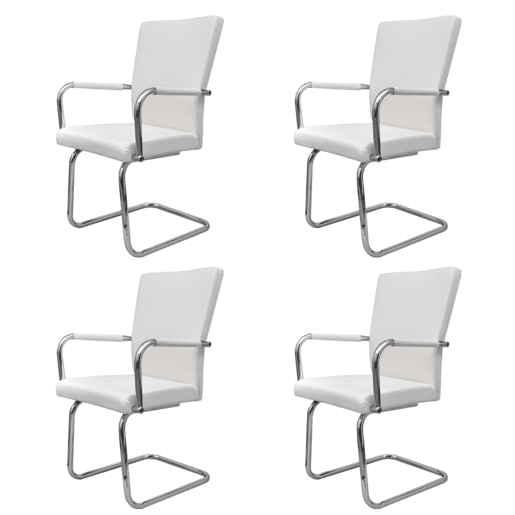 vidaXL Cadeiras de jantar cantilever 4 pcs couro artificial branco