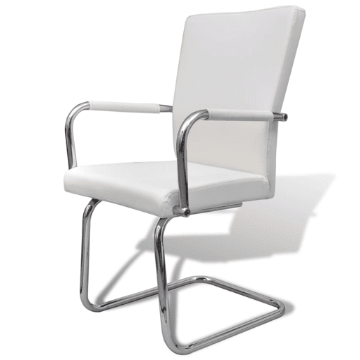 vidaXL Cadeiras de jantar cantilever 4 pcs couro artificial branco