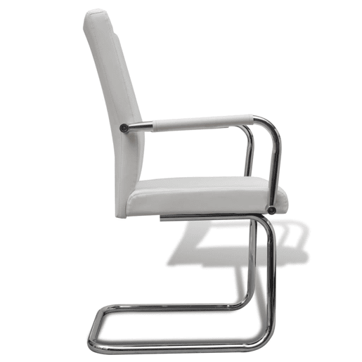 vidaXL Cadeiras de jantar cantilever 4 pcs couro artificial branco