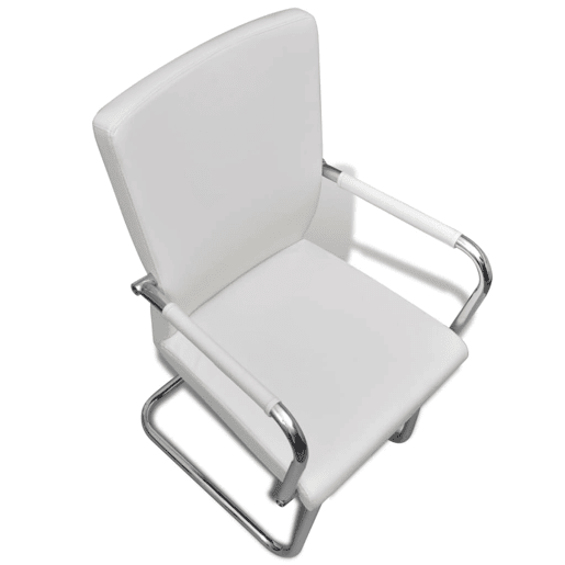 vidaXL Cadeiras de jantar cantilever 4 pcs couro artificial branco
