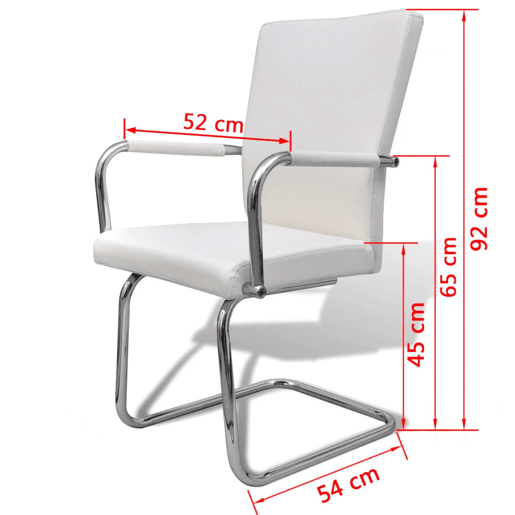 vidaXL Cadeiras de jantar cantilever 4 pcs couro artificial branco
