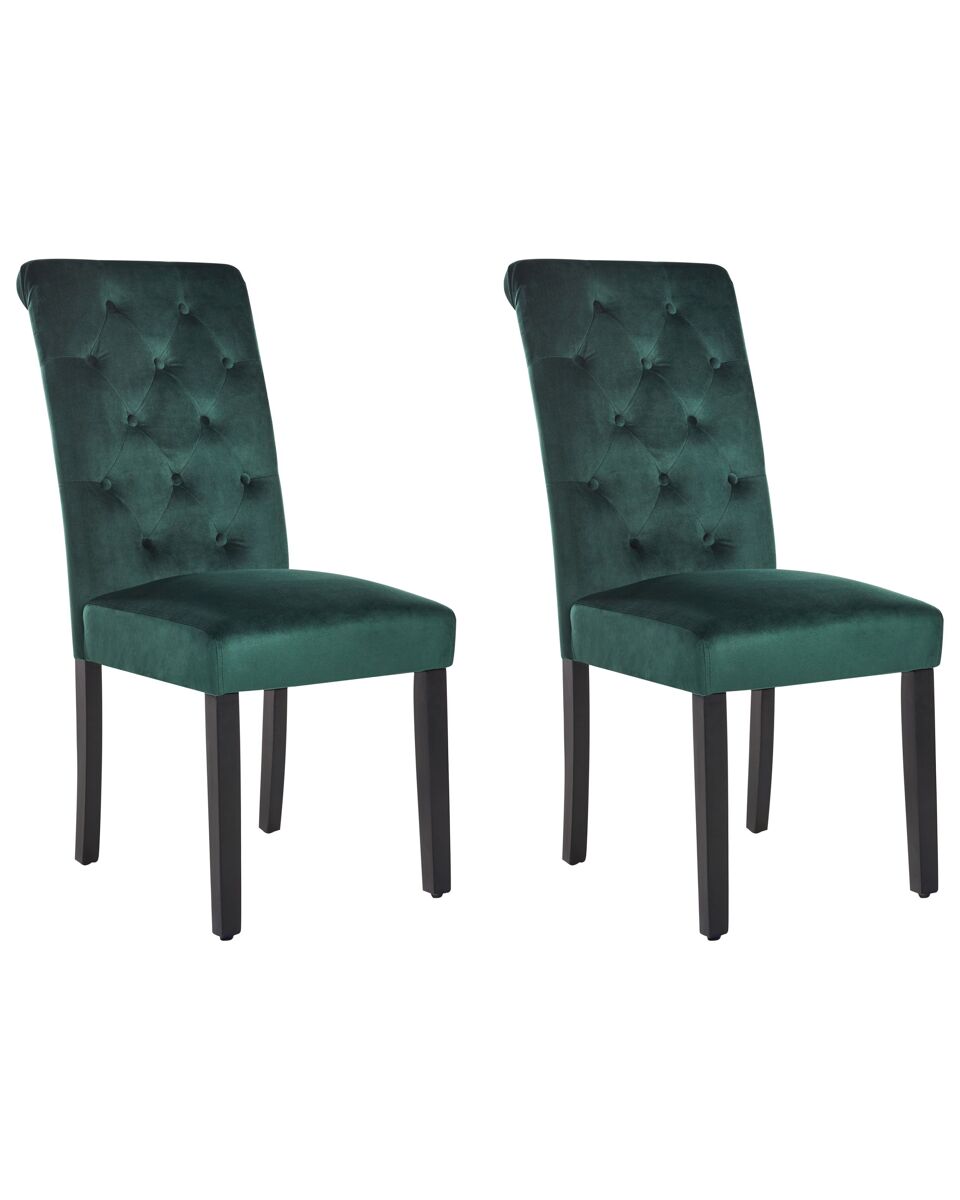 Beliani Silla de comedor VELVA Verde Oscuro