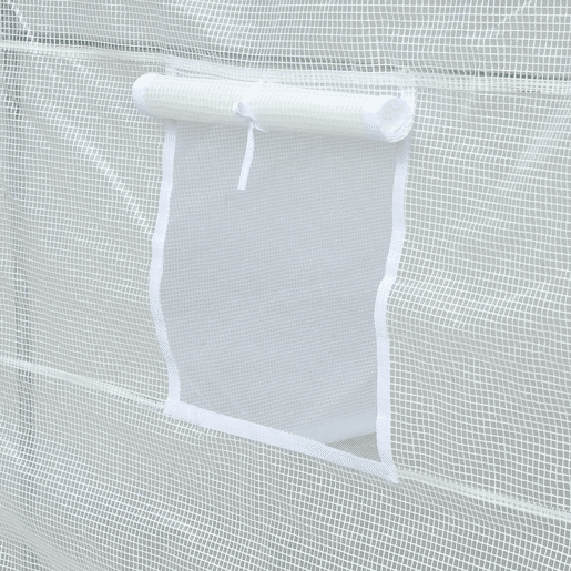 Outsunny Estufa de Jardim 350x200x200 cm Estufa de Túnel com Porta Enrolável e 6 Janelas Cobertura de PE 140 gm² Estrutura de Metal para Cultivo de Plantas Verduras Branco