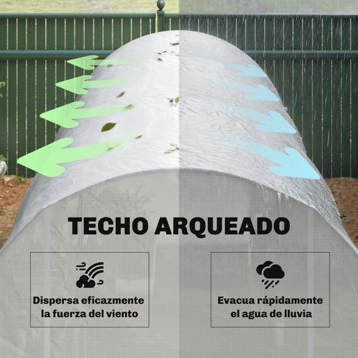 Outsunny Estufa de Jardim 350x200x200 cm Estufa de Túnel com Porta Enrolável e 6 Janelas Cobertura de PE 140 gm² Estrutura de Metal para Cultivo de Plantas Verduras Branco