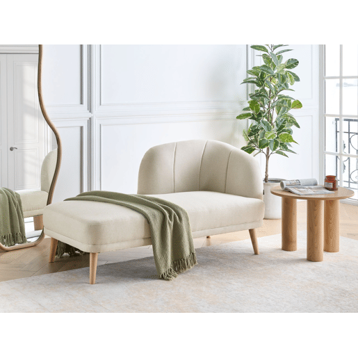 Chaise longue à direita TANLAY Tecido Creme claro