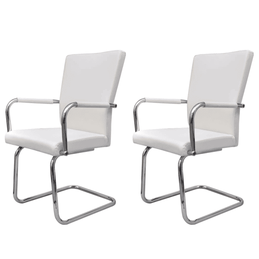 Cadeiras de jantar 2 pcs com um design Branco moderno de couro artificial Cadeiras de jantar 2 pcs com um design Branco moderno de couro artificial