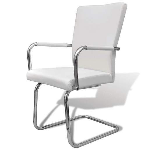 Cadeiras de jantar 2 pcs com um design Branco moderno de couro artificial Cadeiras de jantar 2 pcs com um design Branco moderno de couro artificial