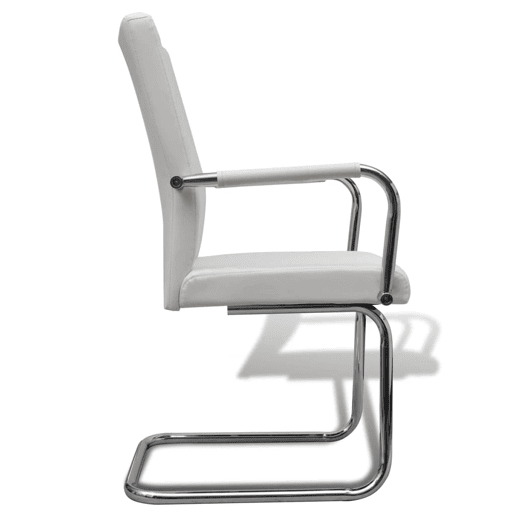 Cadeiras de jantar 2 pcs com um design Branco moderno de couro artificial Cadeiras de jantar 2 pcs com um design Branco moderno de couro artificial