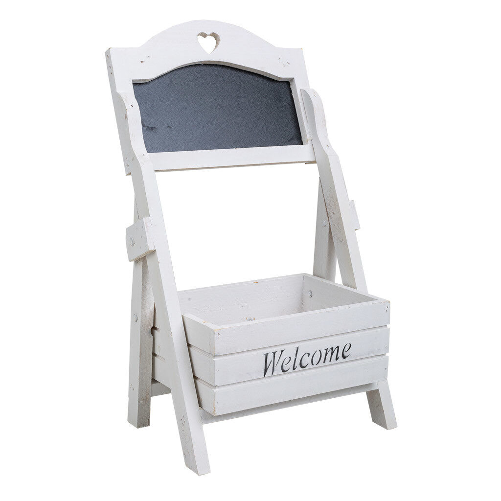Cesto de madera con pizarra blanco 26x16x43