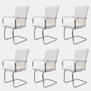 vidaXL Cadeiras de jantar cantilever 6 pcs couro artificial branco