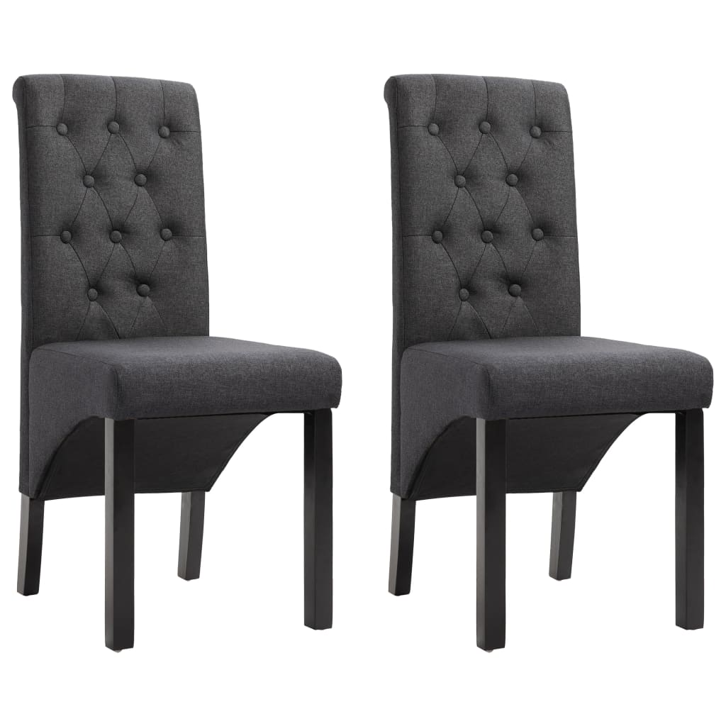Vidaxl sillas de comedor 2 unidades tela gris oscuro