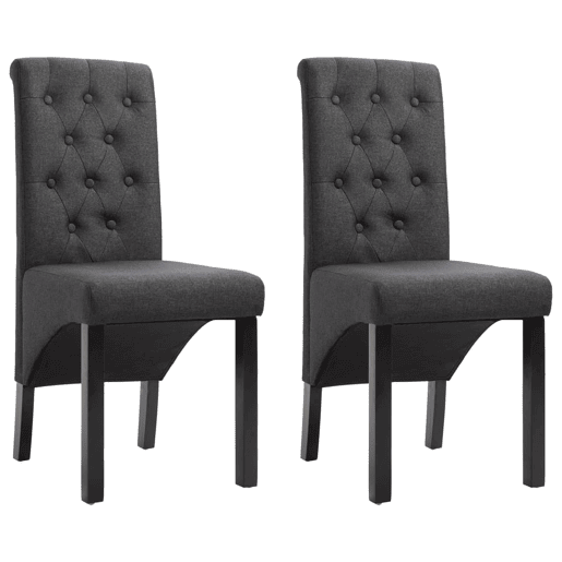 vidaXL Cadeiras de jantar 2 pcs tecido cinzento-escuro vidaXL Cadeiras de jantar 2 pcs tecido cinzento-escuro
