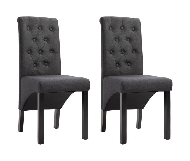 Vidaxl sillas de comedor 2 unidades tela gris oscuro