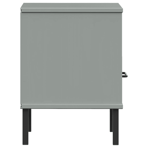 vidaXL Mesa cabeceira c pernas de metal OSLO pinho maciço cinzento