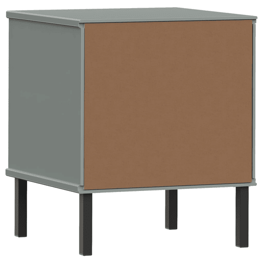 vidaXL Mesa cabeceira c pernas de metal OSLO pinho maciço cinzento
