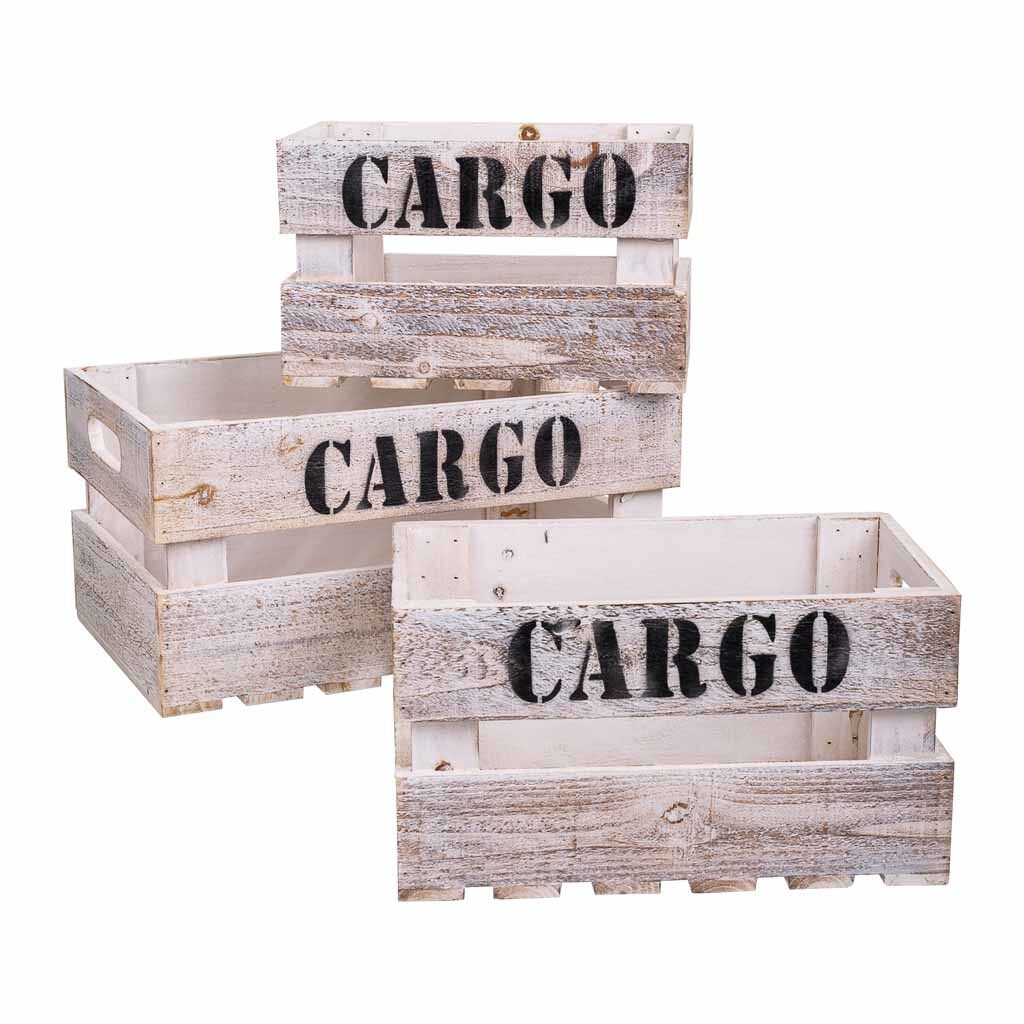 Set 3 cajas de madera blancas