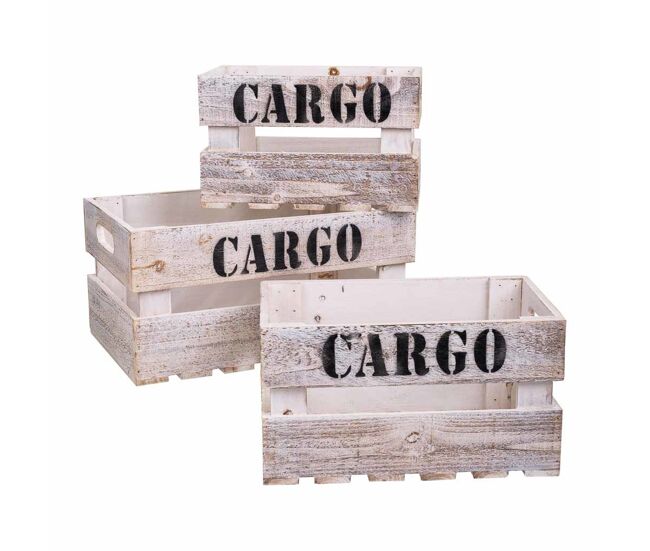 Set 3 cajas de madera blancas