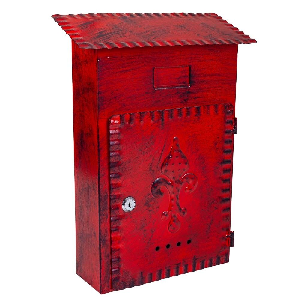 Buzón de metal rojo 27x11x37