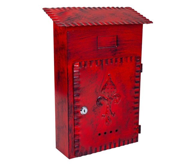Buzón de metal rojo 27x11x37