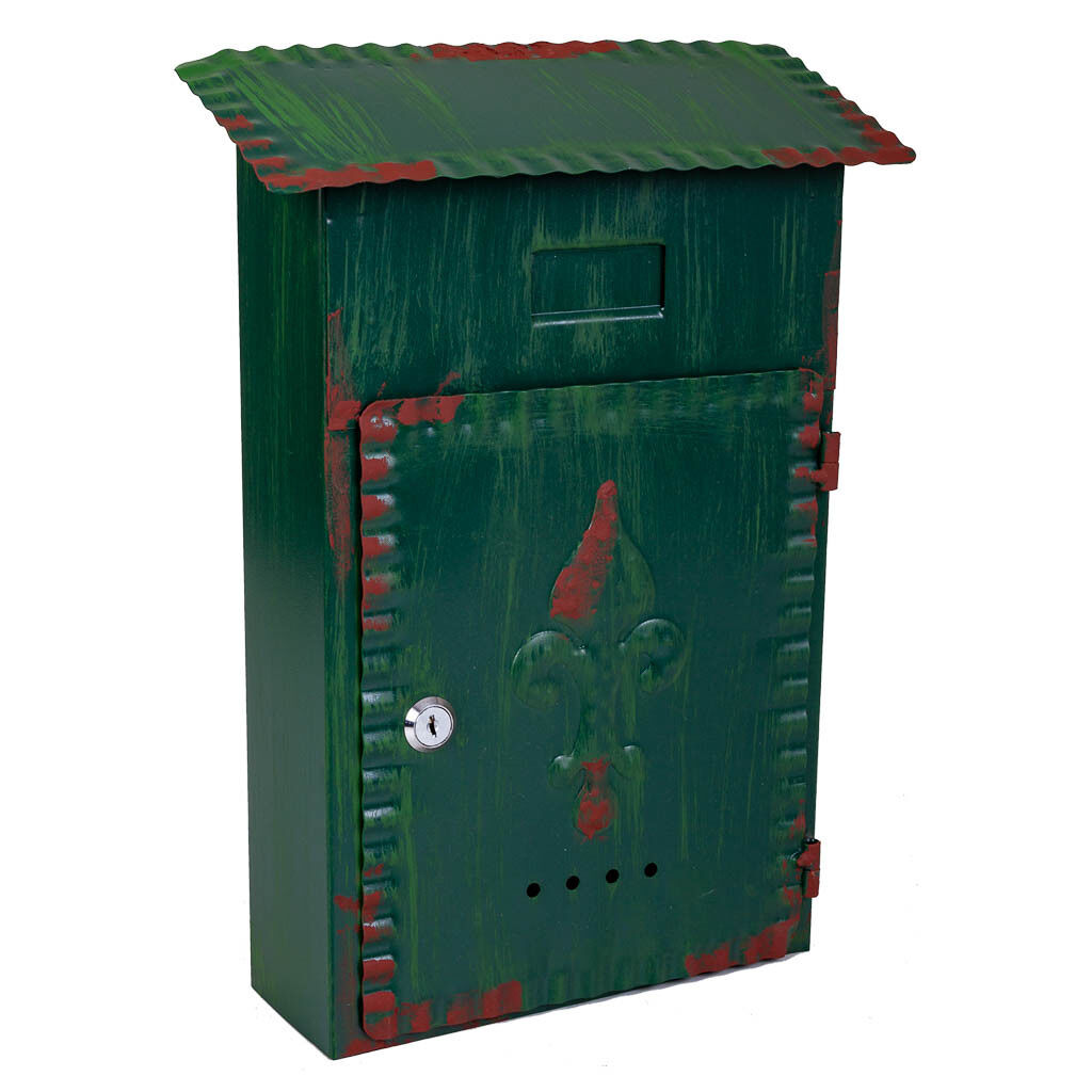 Buzón de metal verde 27x11x37