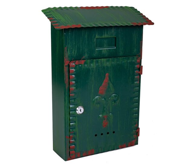 Buzón de metal verde 27x11x37