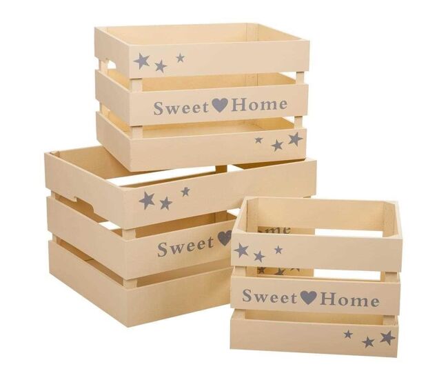 Set 3 cajónes de madera lacada color beige