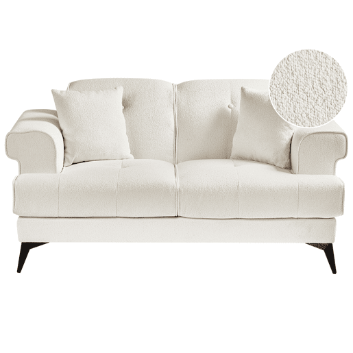 Sofá SKIVE Bouclé Branco 2 lugares Sofá SKIVE Bouclé Branco 2 lugares