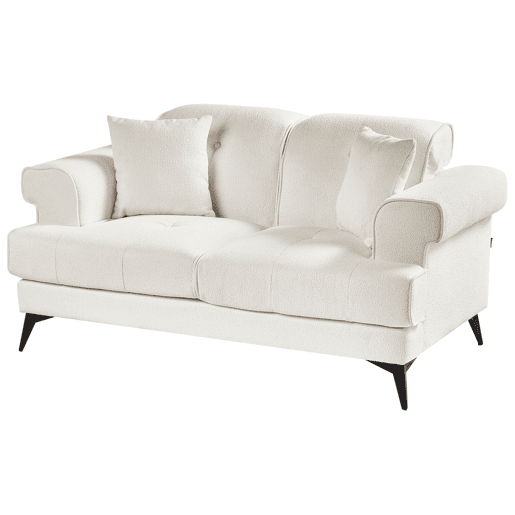 Sofá SKIVE Bouclé Branco 2 lugares Sofá SKIVE Bouclé Branco 2 lugares