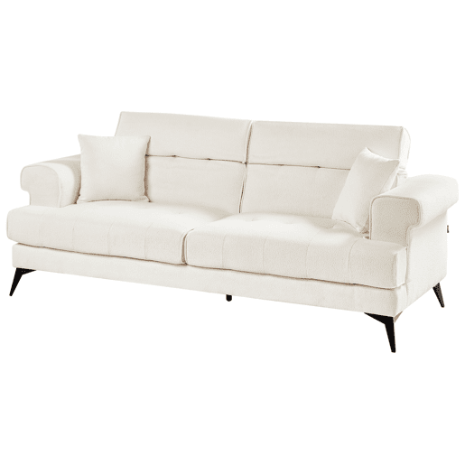 Sofá SKIVE Bouclé Branco 3 lugares