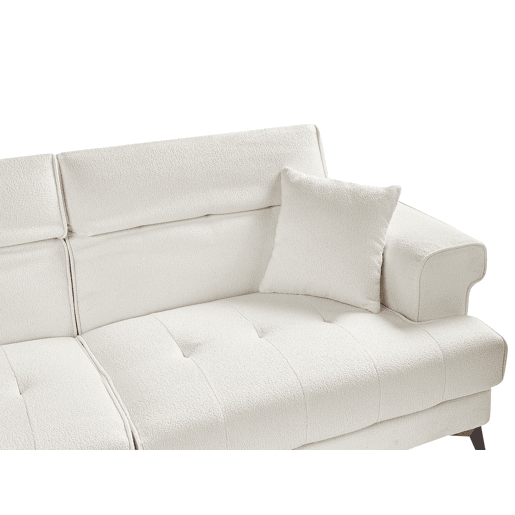 Sofá SKIVE Bouclé Branco 3 lugares