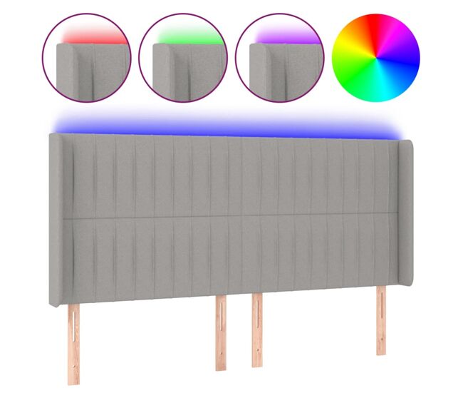 Vidaxl cabecero con led de tela gris claro 183x16x118/128 cm