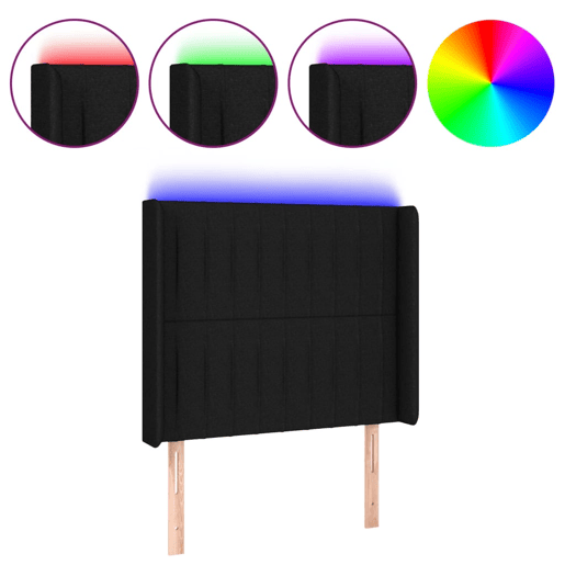 vidaXL Cabeceira de cama c luzes LED tecido 83x16x118128 cm preto vidaXL Cabeceira de cama c luzes LED tecido 83x16x118128 cm preto