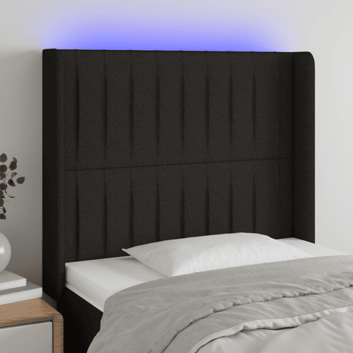 vidaXL Cabeceira de cama c luzes LED tecido 83x16x118128 cm preto vidaXL Cabeceira de cama c luzes LED tecido 83x16x118128 cm preto