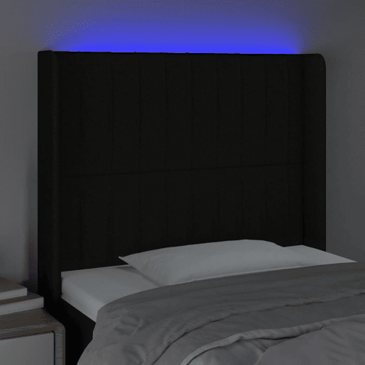 vidaXL Cabeceira de cama c luzes LED tecido 83x16x118128 cm preto vidaXL Cabeceira de cama c luzes LED tecido 83x16x118128 cm preto