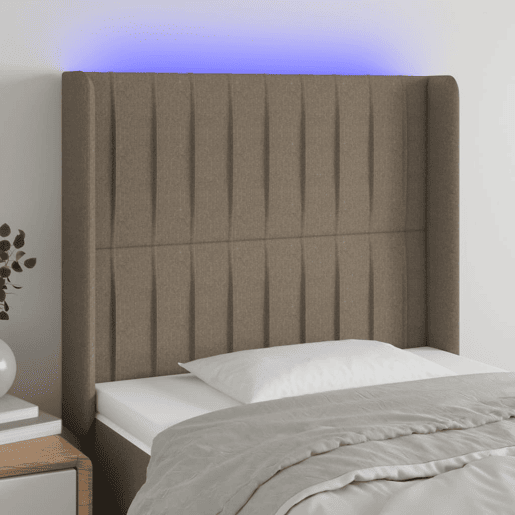 vidaXL Cabeceira cama c LED tecido 83x16x118128 cm cinza-acastanhado