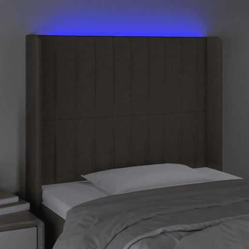 vidaXL Cabeceira cama c LED tecido 83x16x118128 cm cinza-acastanhado