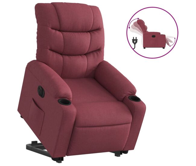 Vidaxl sillón eléctrico reclinable elevable de tela rojo tinto