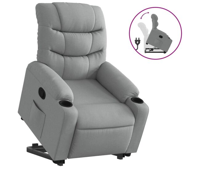 Vidaxl sillón reclinable elevable de tela gris claro