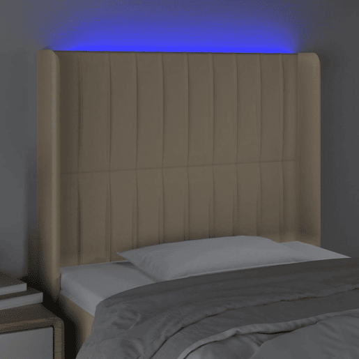 vidaXL Cabeceira de cama c luzes LED tecido 93x16x118128cm cor creme vidaXL Cabeceira de cama c luzes LED tecido 93x16x118128cm cor creme